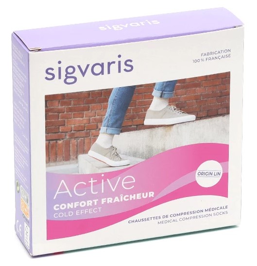 Active confort fraîcheur (origin lin) chaussettes de contention homme  Sigvaris - classe 2